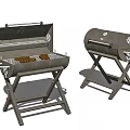 Foldable Kitchen Grills Open with Food Inside and Portable Stand Design 3d model