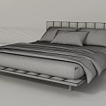 Modern Double Bed With Black Leather Headboard White Bedding And Wooden Legs