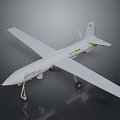 White Fixed Wing Drone Model With Long Wings Tail Logo And Landing Gear