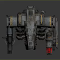 Futuristic Sci-Fi Mech Warrior With Gray Armor Red Sensors And Weaponized Arms