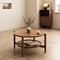 Coffee Table Round Table Solid Wood Round Coffee Table Nordic Coffee Table 3d model