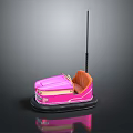Pink Bumper Car With Orange Seat And Black Base On Gray Background With Reflection
