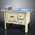 Vintage White Elstar Electric Cooker With Two Circular Cooktops Covered Pot Drawer And Cabinet Door