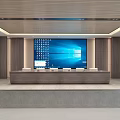 Modern Conference Room Interior With Large Screen Long Table And Wooden Walls