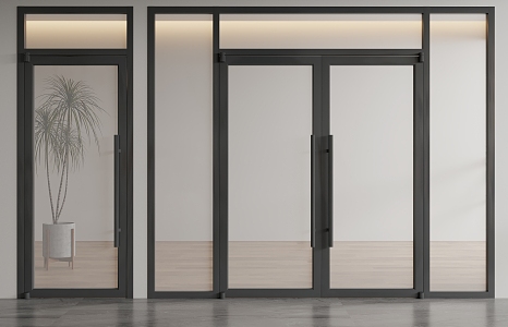 Modern Glass Door Commercial Office Glass Double Door 3d model