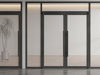 Modern Glass Door Commercial Office Glass Double Door 3d model