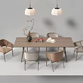 New Chinese Dining Table and Chair Rectangular Dining Table 3d model