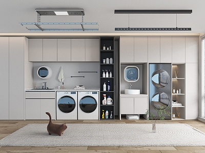 Modern balcony washing machine cabinet laundry 3d model