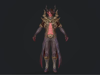 Fantasy Style Ornament Decoration Set with Demonic Horns Intricate Armor Details Metallic and Leather Accents 3d model