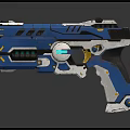 Futuristic Sci Fi Weapon With Blue Black Design Mechanical Grip And Barrel
