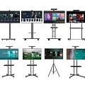 Multiple TV Screens On Mobile Stands With Various Designs For Content 3d model