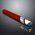 Red Cable with Silver Metallic Layer and Multi Colored Inner Cores 3d model