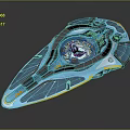 Futuristic Blue And Orange Spacecraft With Streamlined Design And Detailed Cockpit