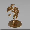 Detailed Golden Man Statue Holding Eagle With Butterfly On Pedestal