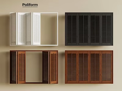 Poliform Window Shutters In White Black Brown Colors For Interior Design 3d model