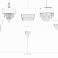 Modern Chandeliers With Metallic Rings Hanging On Pink Wall Over Black White Geometric Floor Tiles