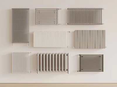Various Radiator Designs In Silver White And Black Color Options 3d model