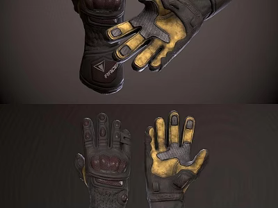 Dark Yellow Work Gloves With Ergonomic Design And Protective Palm Grip 3d model