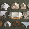 Tensile Membrane Structures Featuring Dome Canopy and Tent Designs with Varied Shapes 3d model