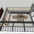 Roof Garden Relaxation Space with Wooden Deck Dining Table Chairs Glass Pergola and Potted Plants