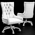 Elegant Light Gray Office Chair With Tufted High Back Curved Armrests And Chrome Swivel Base