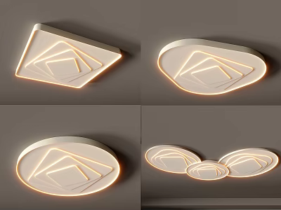 Modern Creative Ceiling Lights With Geometric Shapes And LED Illumination For Home Interior 3d model