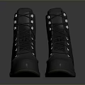 Black Leather High Top Boots With Laces And Metal Eyelets Design
