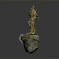 Enchanting Tree Like Creature Character with Green Vines and Roots Standing on Stone Base
