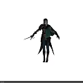 Fantasy Warrior Character With Green Cloak Sword And Wolf Companion Creature