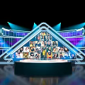 Pyramid Styling Stage Video Block Combination Dance Art Exhibition Chen Props Performance Background Public Relations Activities 3d model