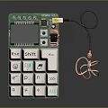 Electronic Device Keyboard With White Keys Green Circuit Board And Copper Coils 3d model