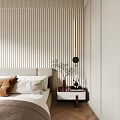 Modern Elegant Bedroom Interior With Upholstered Headboard Large Window City View Chandelier And Rug