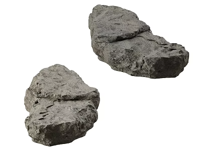 Two Natural Rockery Stones With Rough Texture For Garden Landscape Decor 3d model