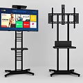 Adjustable Floor Standing Computer Monitor Stand With Display Screen and Empty Holder 3d model