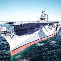 Space Aerospace Carrier Model With Blue Deck And Red Hull Structure