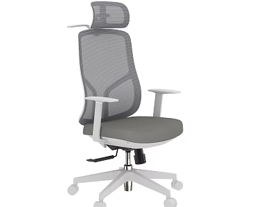 Ergonomic Mesh Office Chair With Headrest Gray Seat And White Frame 3d model