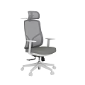 Ergonomic Mesh Office Chair With Headrest Gray Seat And White Frame
