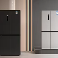 Black And White Multi Door Upright Refrigerators With Modern Design In Showroom