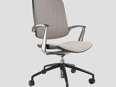 Modern Office Chair with Fabric Upholstery and Metal Arms Padded Seat and Swivel Wheels 3d model
