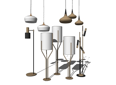 Modern lamp combination fashion metal floor lamp chandelier combination 3d model