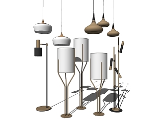 Modern lamp combination fashion metal floor lamp chandelier combination 3d model