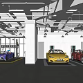 Modern 4S Car Dealership Showroom Featuring Various Colored Cars On