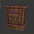 Rustic Solid Wood Nightstand With Single Drawer And Lockable Cabinet Door
