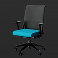 Ergonomic Office Chair With Mesh Back Blue Cushion Adjustable Height And Swivel Wheels