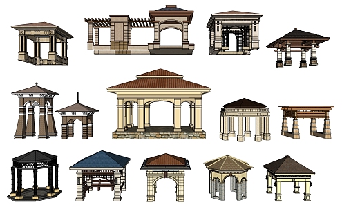 European-style Pavilion Square Top Pavilion 3d model