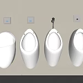 Modern Urinal Design With Four Wall Mounted White Ceramic Units On Bathroom Wall