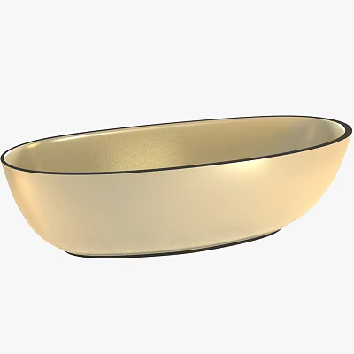 Modern Cream Colored Oval Bathtub With Smooth Surface And Black Rim Design 3d model