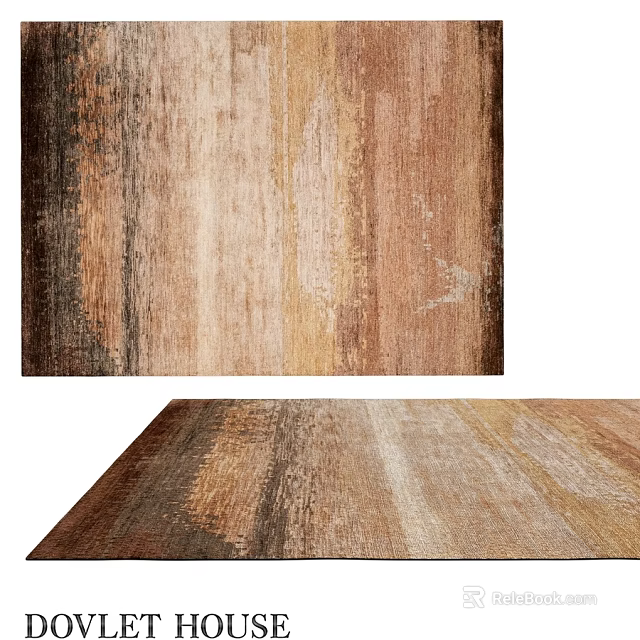 Natural Brown Beige Square Rug With Gradient Striped Distressed Texture For Home Decor 3d model 