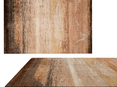 Natural Brown Beige Square Rug With Gradient Striped Distressed Texture For Home Decor 3d model