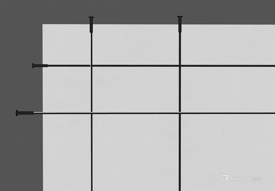 White Panel Grid Structure With Black Horizontal Vertical Lines And Fasteners 3d model 